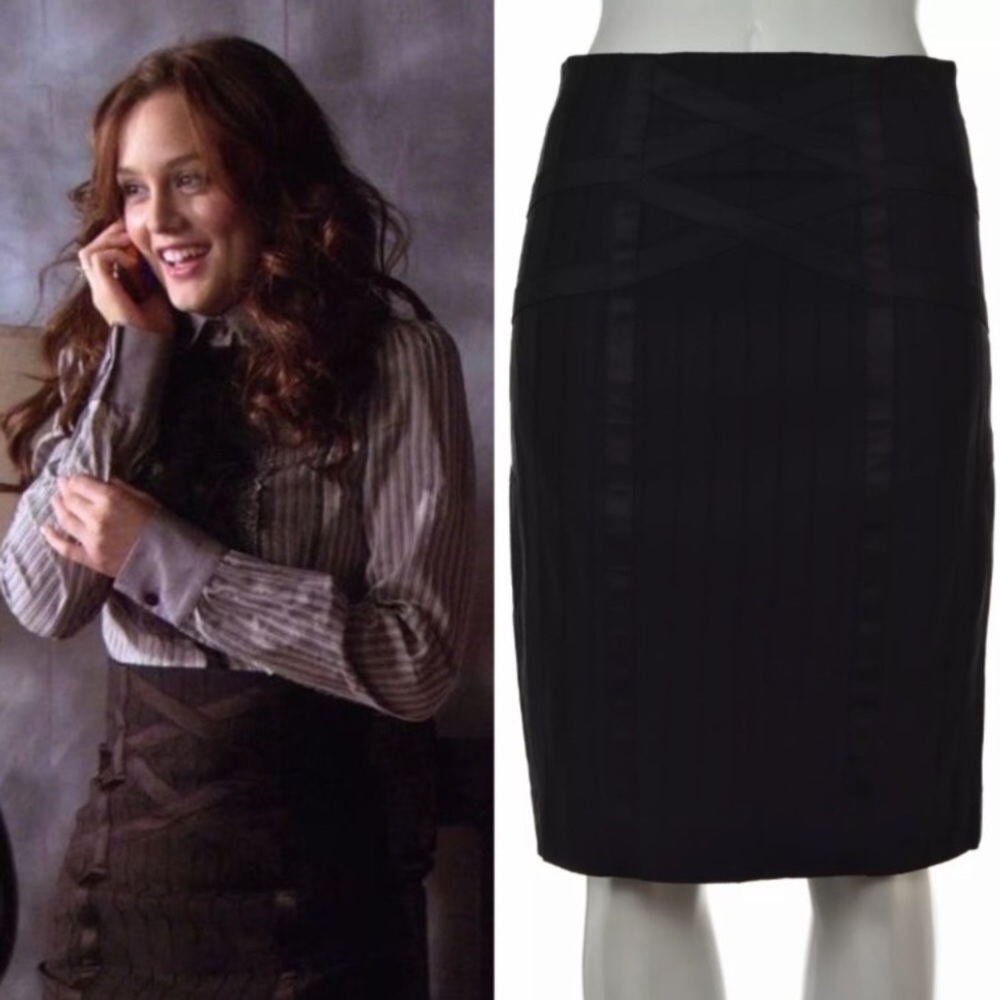 Nanette Lepore black lace up skirt